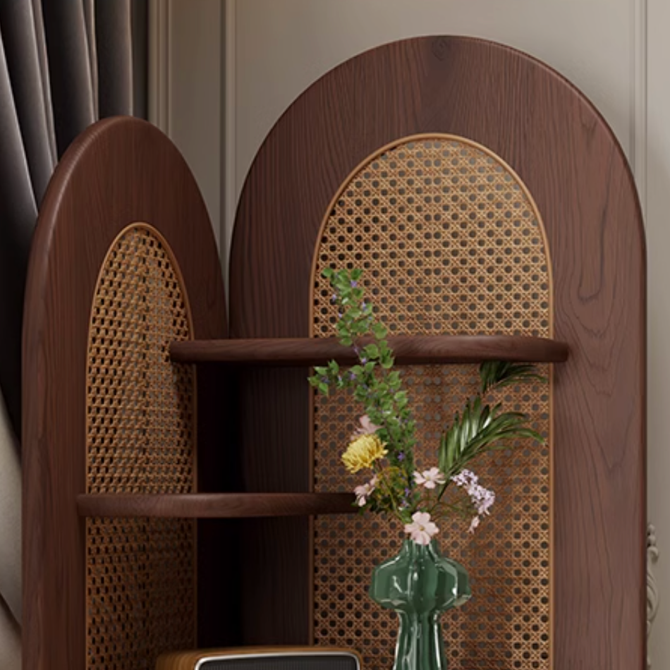Arched Rattan Corner Cabinet